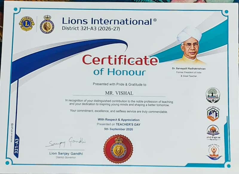 Certificate of Appreciation on Teachers'